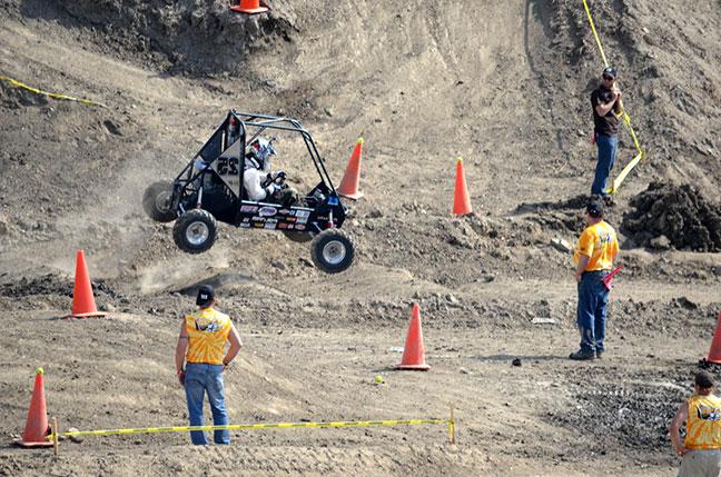 BAJA car jumping in race competition